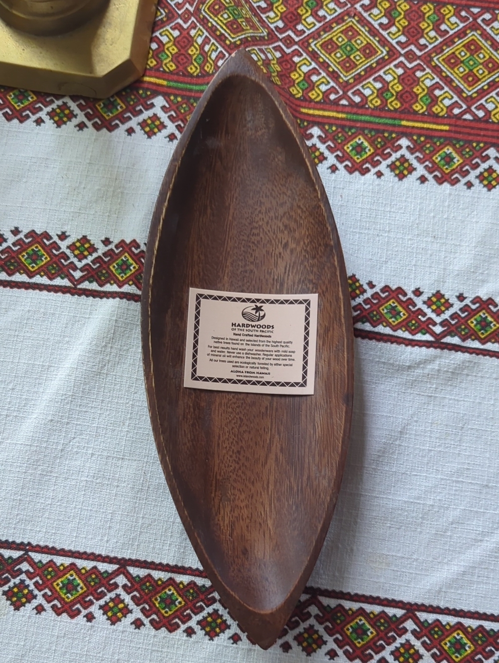 Dark Brown Souvenir Wooden Serving Bowl - Oval Decorative Tray